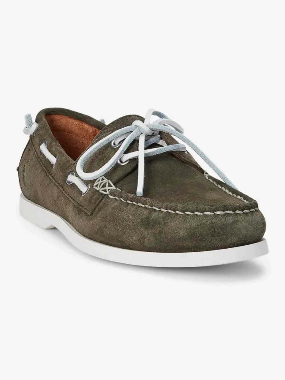 Polo Ralph Lauren Men’s Merton Suede Boat Shoes Olive, Size 9 (New)